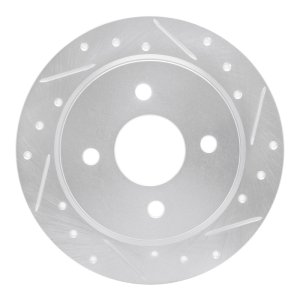 Ford Fiesta Brake Rotor (1) - Rear Right - R1 Concepts - Drilled & Slotted - Silver - `01-`19